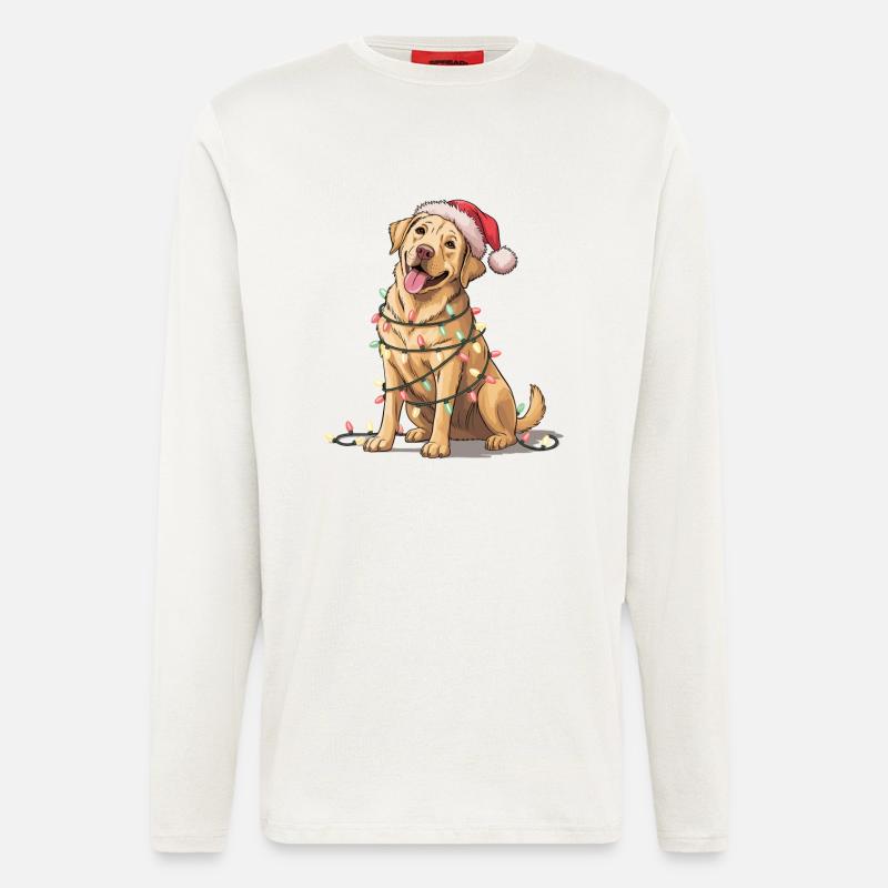 Festlicher Hund mit Lichterkette - Langarmshirt - made by SPREAD  - OFF WHITE