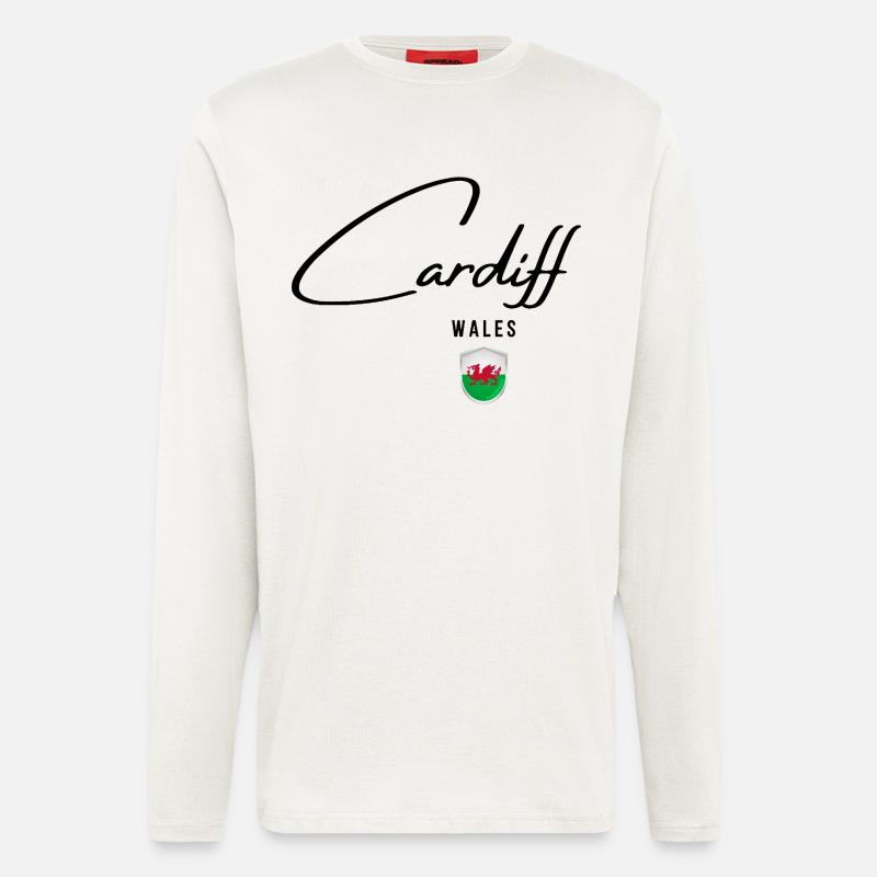 Elegantes Design Cardiff, walisischer Stolz - Langarmshirt - made by SPREAD  - OFF WHITE