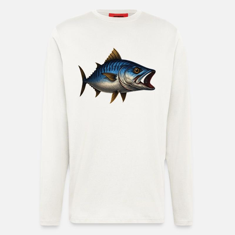 Dynamischer Blauflossen-Thunfisch Illustration - Langarmshirt - made by SPREAD  - OFF WHITE