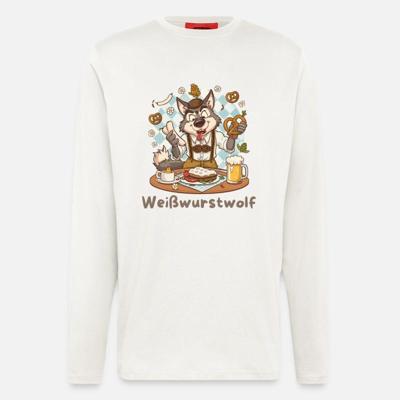 Weißwurstwolf Kochheld Bavarian - Langarmshirt - made by SPREAD  - OFF WHITE