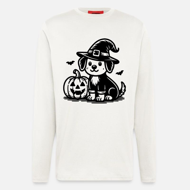Hund mit Hexenhut - Langarmshirt - made by SPREAD  - OFF WHITE