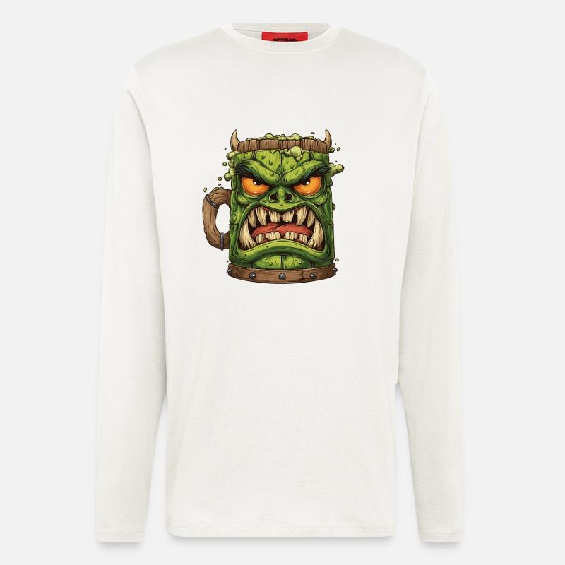 Grimmiger grüner Goblin Becher - Langarmshirt - made by SPREAD  - OFF WHITE