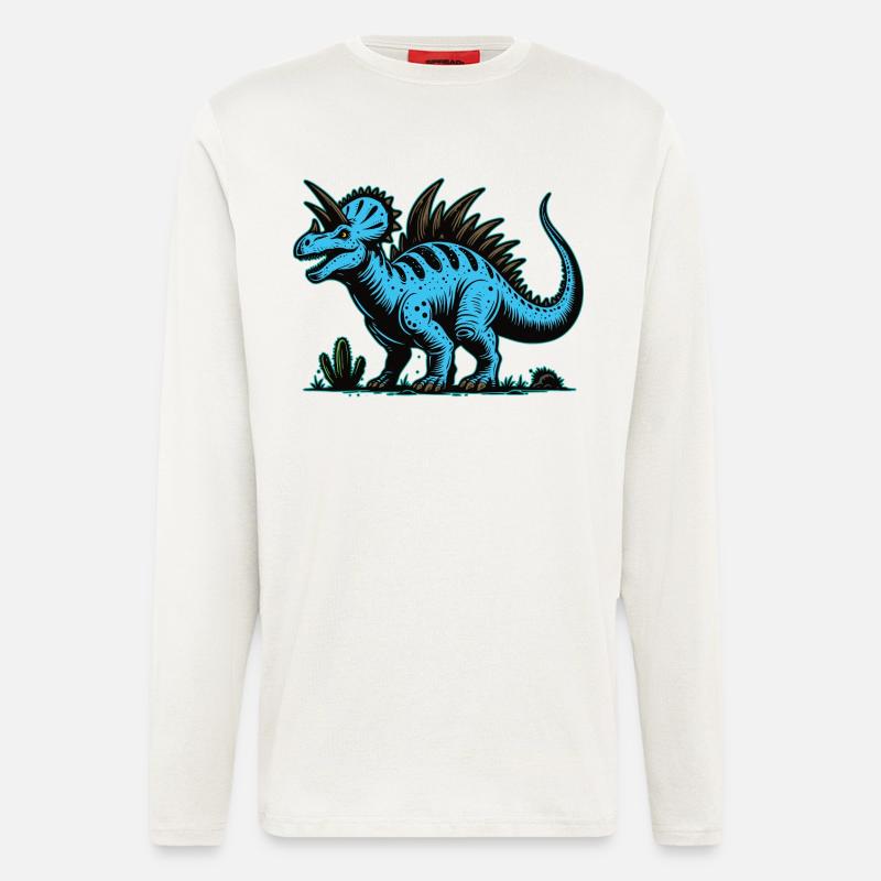 Blauer Mutanten Dinosaurier Design - Langarmshirt - made by SPREAD  - OFF WHITE