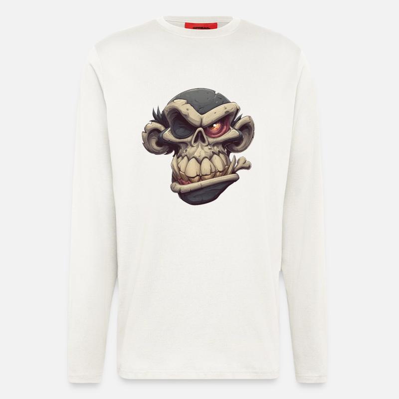 Monkey Skull Grin - Langarmshirt - made by SPREAD  - OFF WHITE