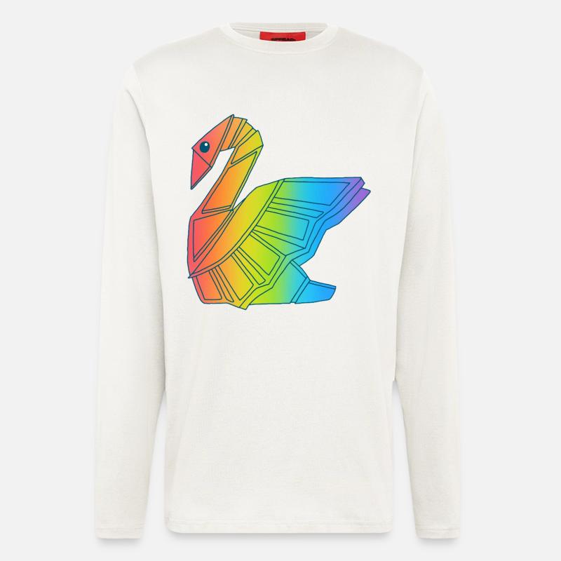 Regenbogen-Schwan - Langarmshirt - made by SPREAD  - OFF WHITE