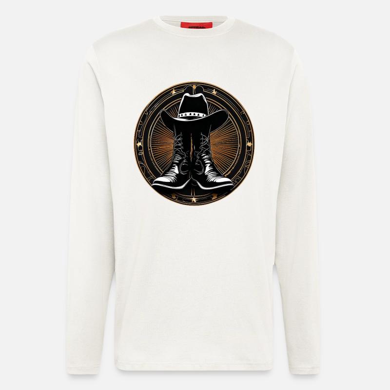 Cowboy boots in circle pattern - Longsleeve - made by SPREAD  - OFF WHITE
