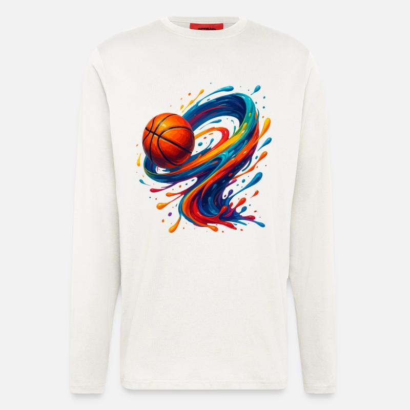 Lebendiger Orbit Basketball Splash - Langarmshirt - made by SPREAD  - OFF WHITE
