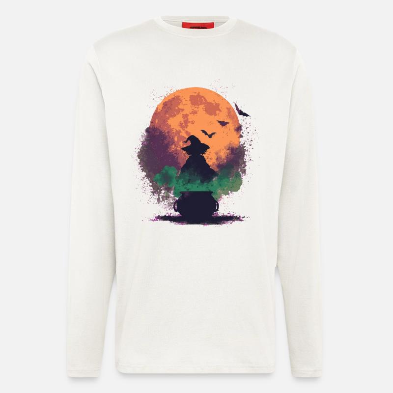 Halloween Hexe im Mondschein - Langarmshirt - made by SPREAD  - OFF WHITE