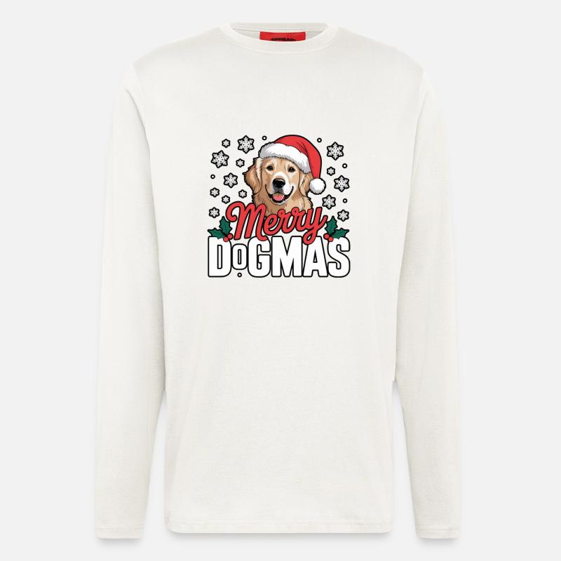 Merry Dogmas Hund mit Santa - Langarmshirt - made by SPREAD  - OFF WHITE