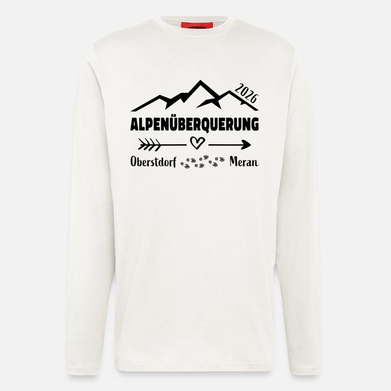 Alpenüberquerung E5 2026 Oberstdorf Meran - Langarmshirt - made by SPREAD  - OFF WHITE