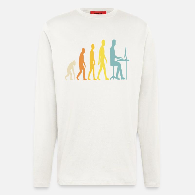 Tech Evolution at the Desk - Longsleeve - made by SPREAD  - OFF WHITE