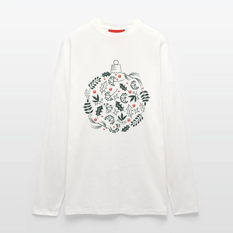 Weihnachtskugel mit Stechpalme und Vogelbeerblättern Langarmshirt - made by SPREAD 