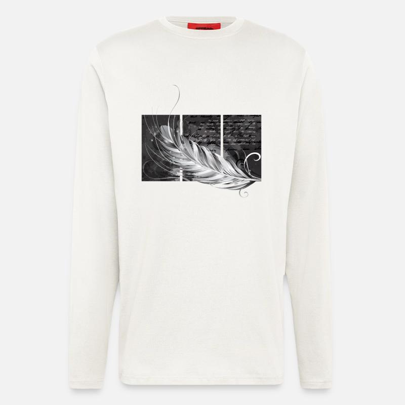 Feder-Triptychon - Langarmshirt - made by SPREAD  - OFF WHITE