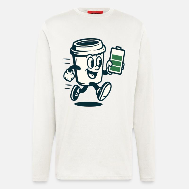 Caffeinated Battery Buddy - Longsleeve - made by SPREAD  - OFF WHITE