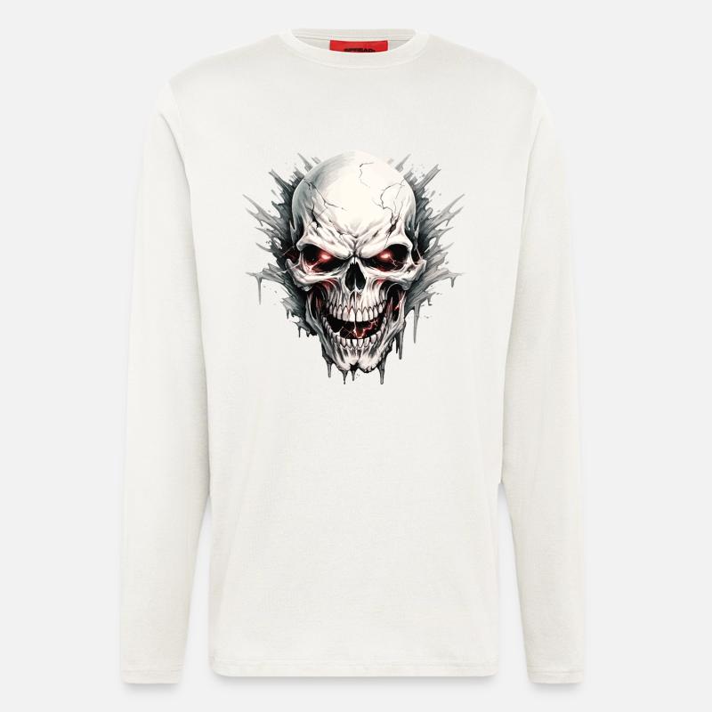 skull skeleton motorcycle biker gang - Longsleeve - made by SPREAD - OFF WHITE
