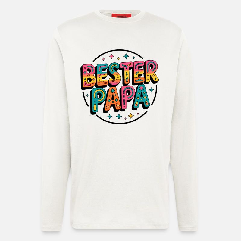 Bester Papa bunte Retro-Schrift - Langarmshirt - made by SPREAD  - OFF WHITE