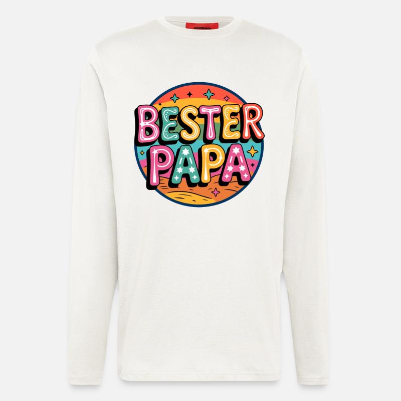 Bester Papa Retro - Langarmshirt - made by SPREAD  - OFF WHITE