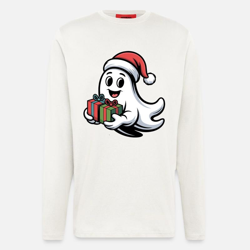 Weihnachtsgeist mit Geschenken - Langarmshirt - made by SPREAD  - OFF WHITE