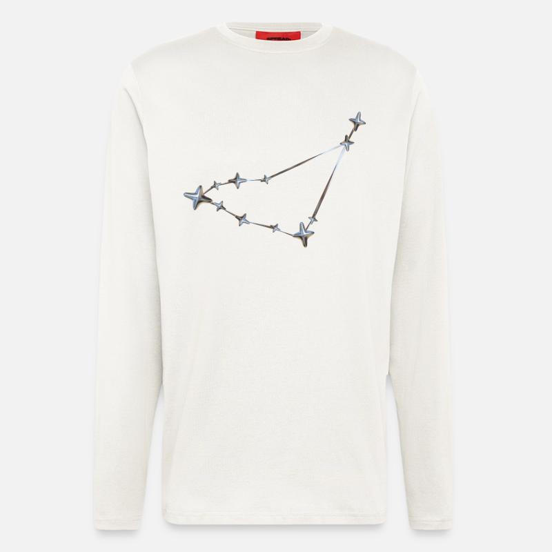 Rangée d’étoiles Conception de constellation - Manches longues bio décontracté fabriqué en UE - OFF WHITE