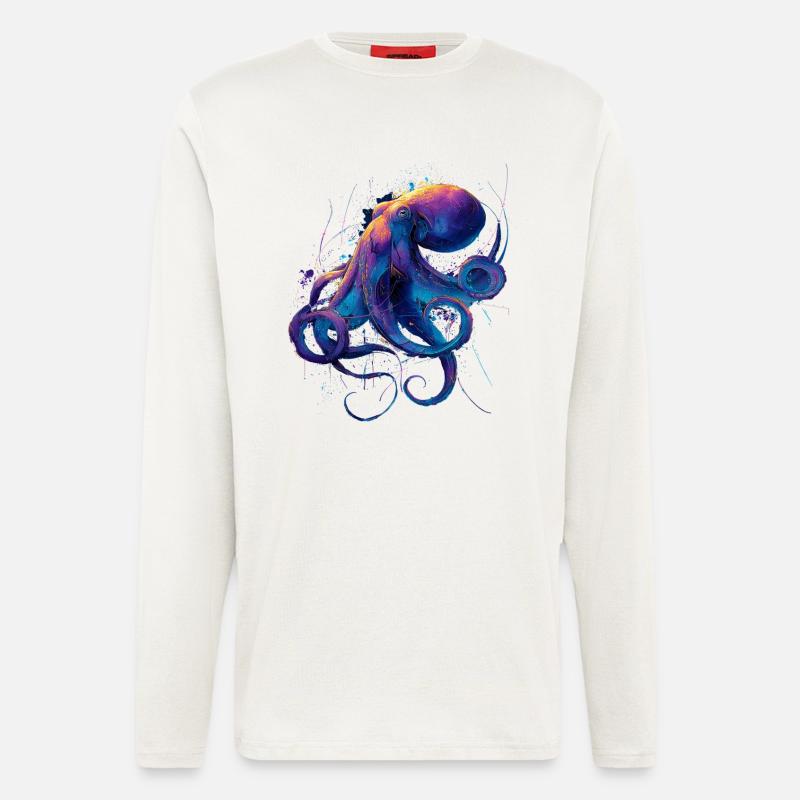 Neon Octopus Splatter - Longsleeve - made by SPREAD  - OFF WHITE