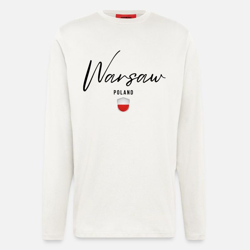 Conception élégante Varsovie, Varsovie Pologne - Manches longues bio décontracté fabriqué en UE - OFF WHITE