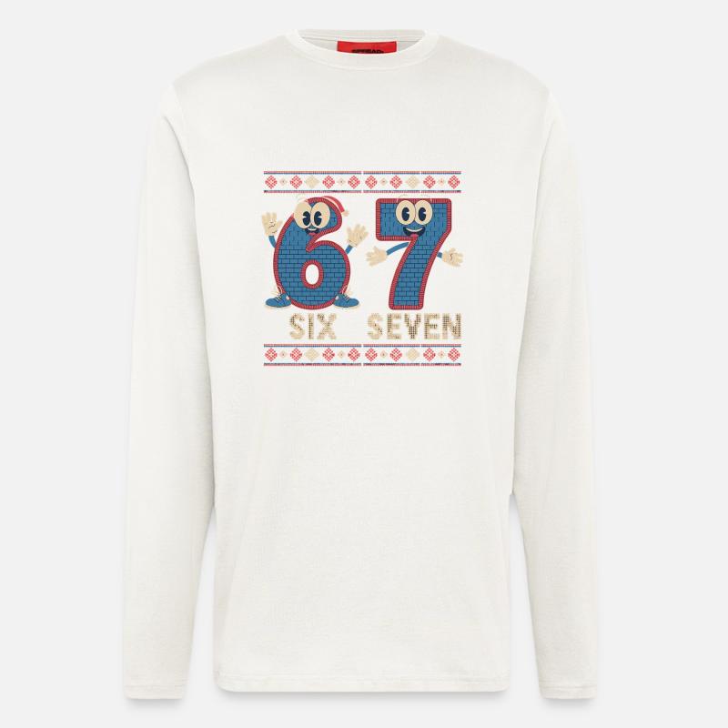 6 7 Sechs Sieben Meme – Weihnachten - Langarmshirt - made by SPREAD  - OFF WHITE