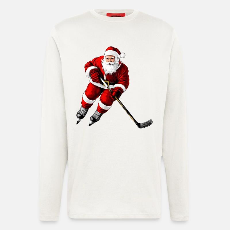Weihnachten Eishockeyspieler - Langarmshirt - made by SPREAD  - OFF WHITE