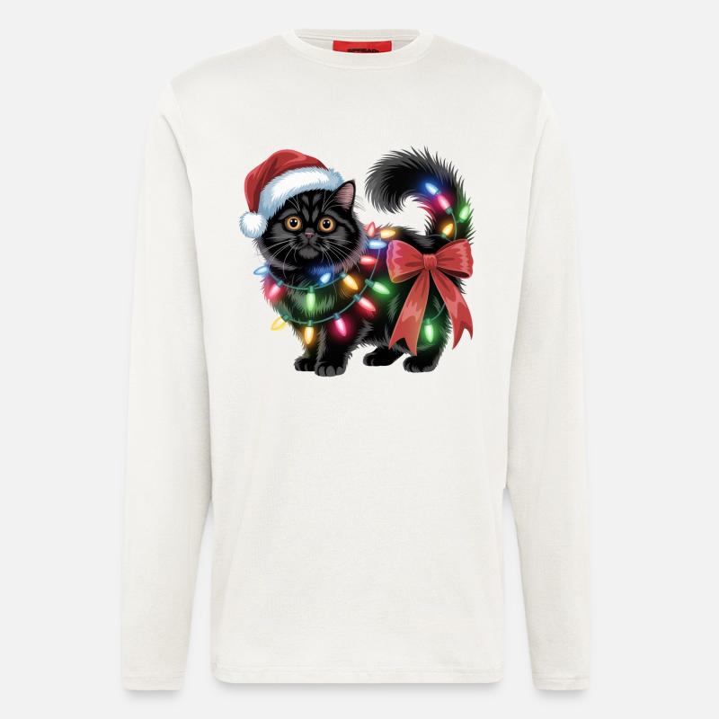 Weihnachten Katze  - Langarmshirt - made by SPREAD  - OFF WHITE