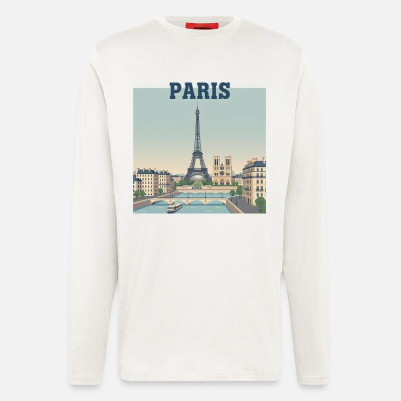 Pariser Skyline-Eiffeldruck - Langarmshirt - made by SPREAD  - OFF WHITE