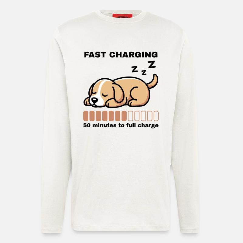 Powernap Hund – Fast Charging - Langarmshirt - made by SPREAD  - OFF WHITE