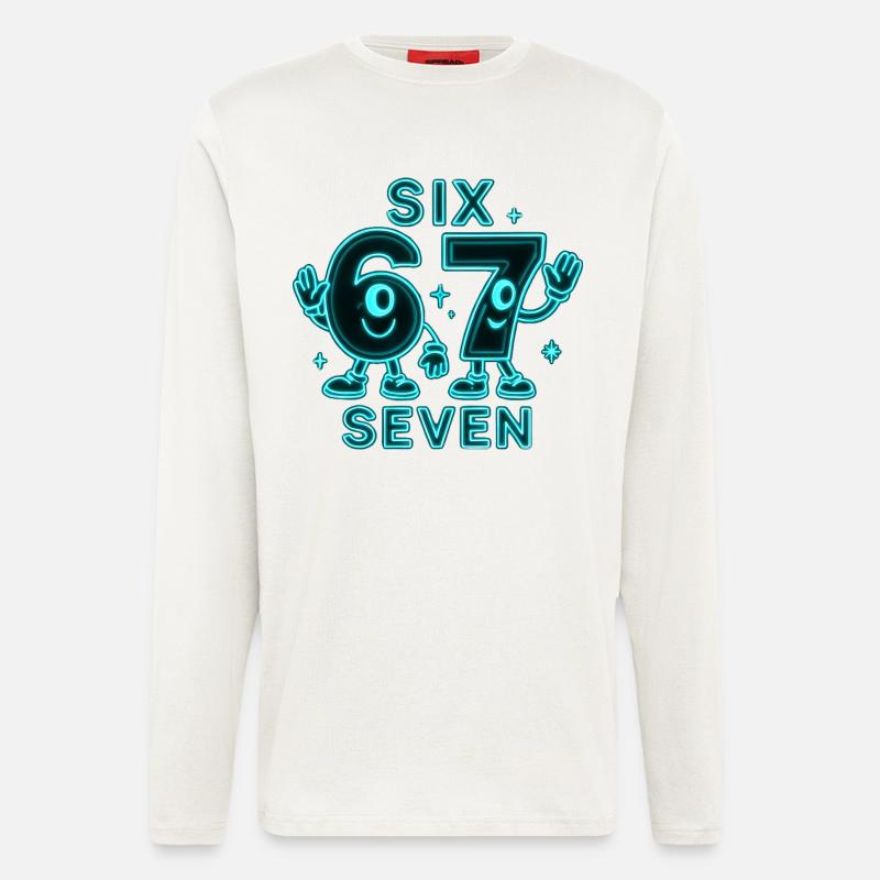 6 7 Sechs Sieben Meme Geschenk - Langarmshirt - made by SPREAD  - OFF WHITE