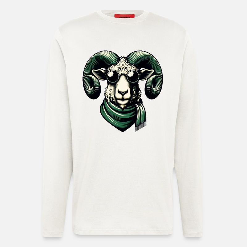 Ziegenbock mit Sonnenbrille - Langarmshirt - made by SPREAD  - OFF WHITE