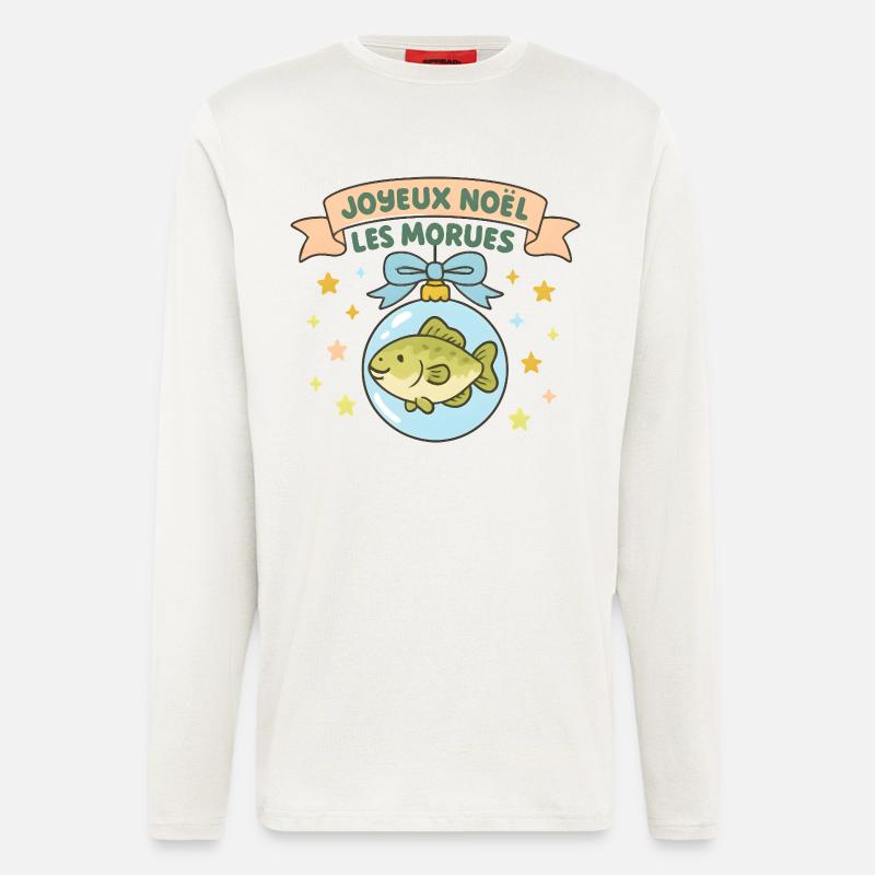 Noël Morues dans Boule Poisson - Manches longues bio décontracté fabriqué en UE - OFF WHITE