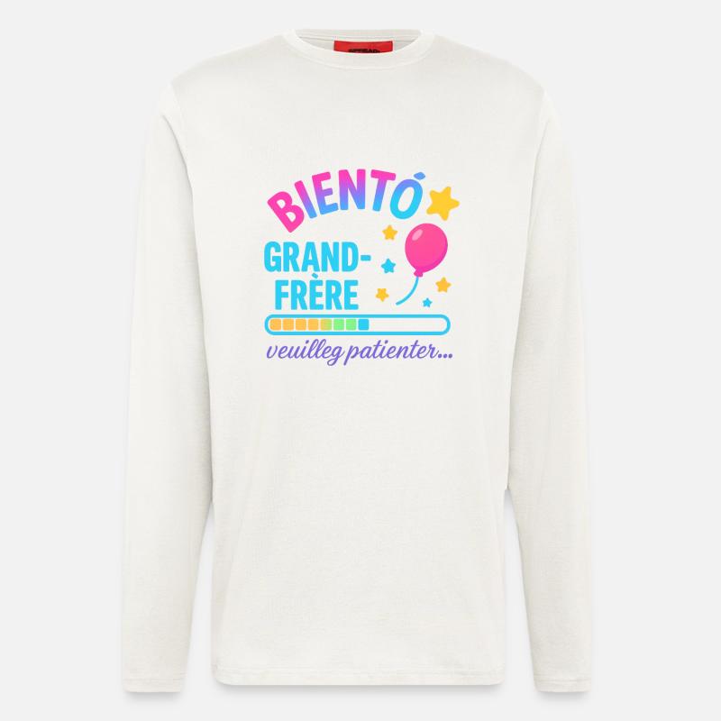Bald wartet ein großer Bruder - Langarmshirt - made by SPREAD  - OFF WHITE