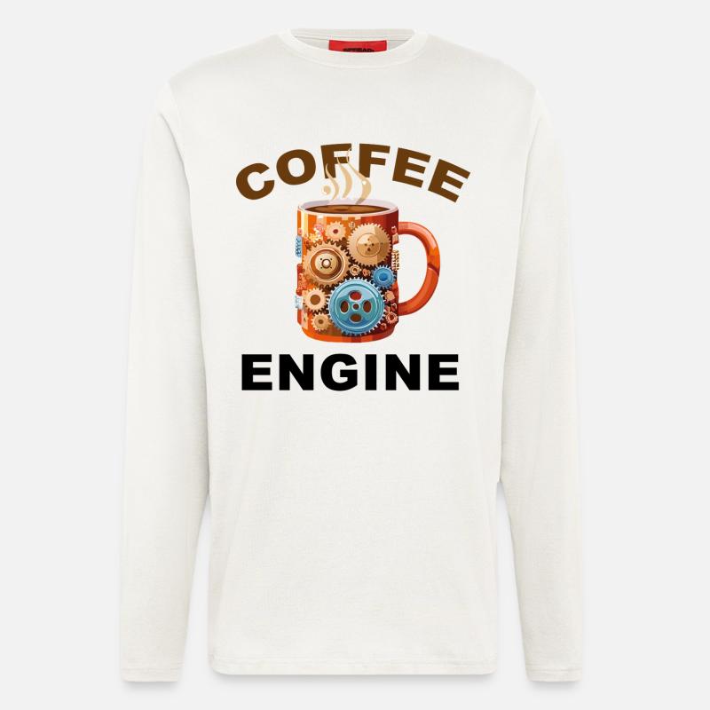 Coffee Engine - Lustiger Kaffee - Langarmshirt - made by SPREAD  - OFF WHITE