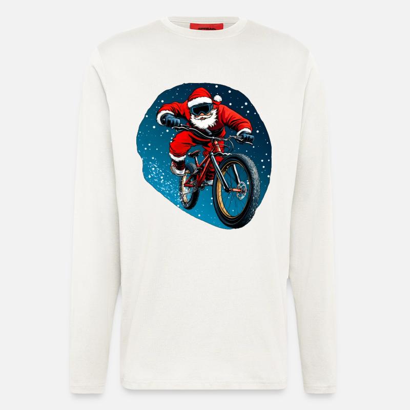 Downhiller Weihnachtsmann - Langarmshirt - made by SPREAD  - OFF WHITE