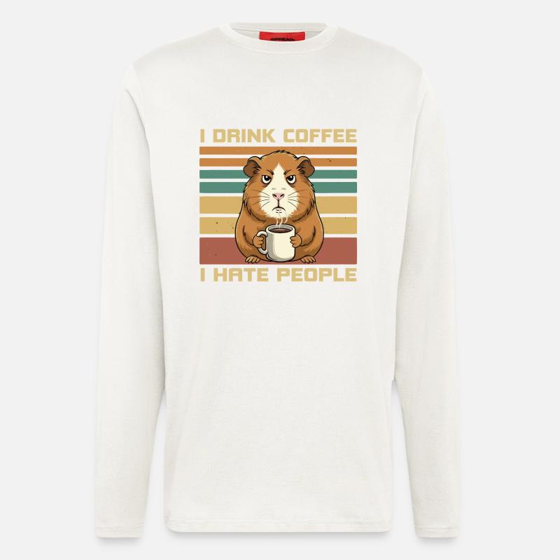 Grumpy Guinea Pig Coffee Quote - Longsleeve - made by SPREAD  - OFF WHITE