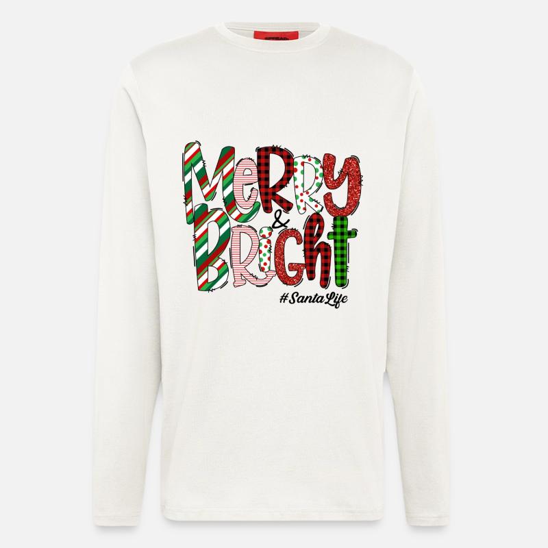 Merry Bright Festive Plaid Pattern - Langarmshirt - made by SPREAD  - OFF WHITE