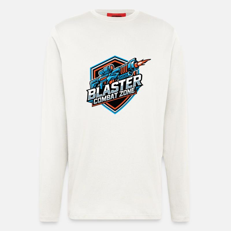 Blaster Combat Zone – Logo-Farbe - Langarmshirt - made by SPREAD  - OFF WHITE