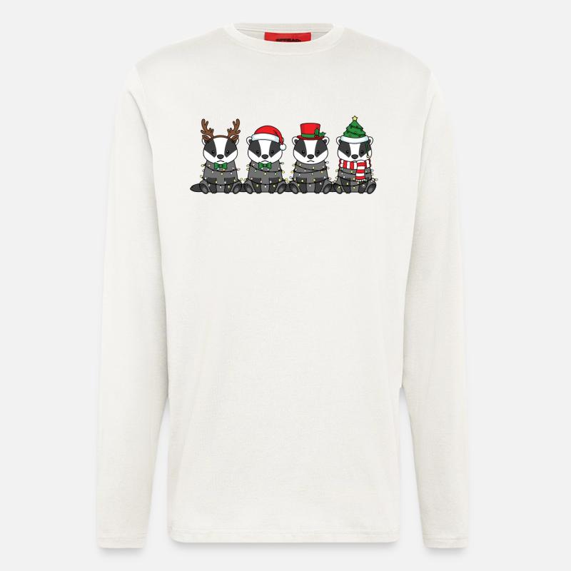 Dachs Weihnachtsmann Weihnachtsbeleuchtung - Langarmshirt - made by SPREAD  - OFF WHITE