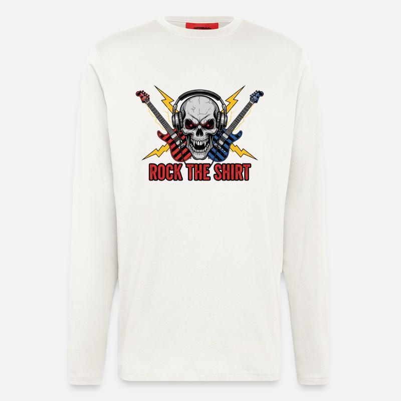 Tshirt Schädel Rock Gitarren Kopfhörer - Langarmshirt - made by SPREAD  - OFF WHITE