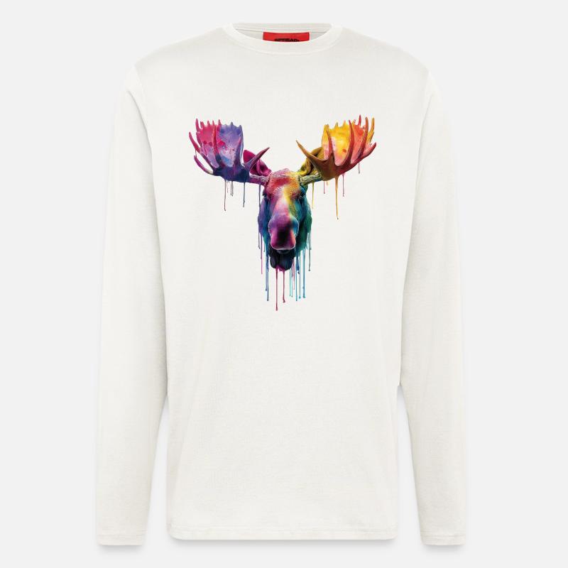 Elch Elchkopf - Langarmshirt - made by SPREAD  - OFF WHITE