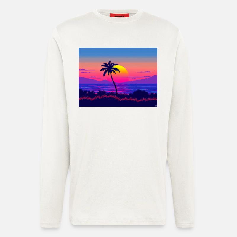 Neonpalmen-Sonnenuntergangsgradient - Langarmshirt - made by SPREAD  - OFF WHITE