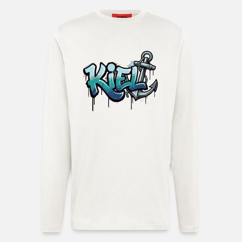 Kiel Graffiti Anker Schleswig-Holstein - Langarmshirt - made by SPREAD  - OFF WHITE