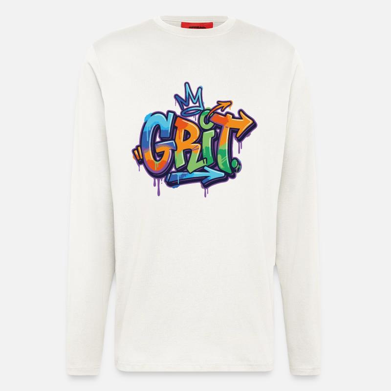 Grit Graffiti Motivation - Langarmshirt - made by SPREAD  - OFF WHITE