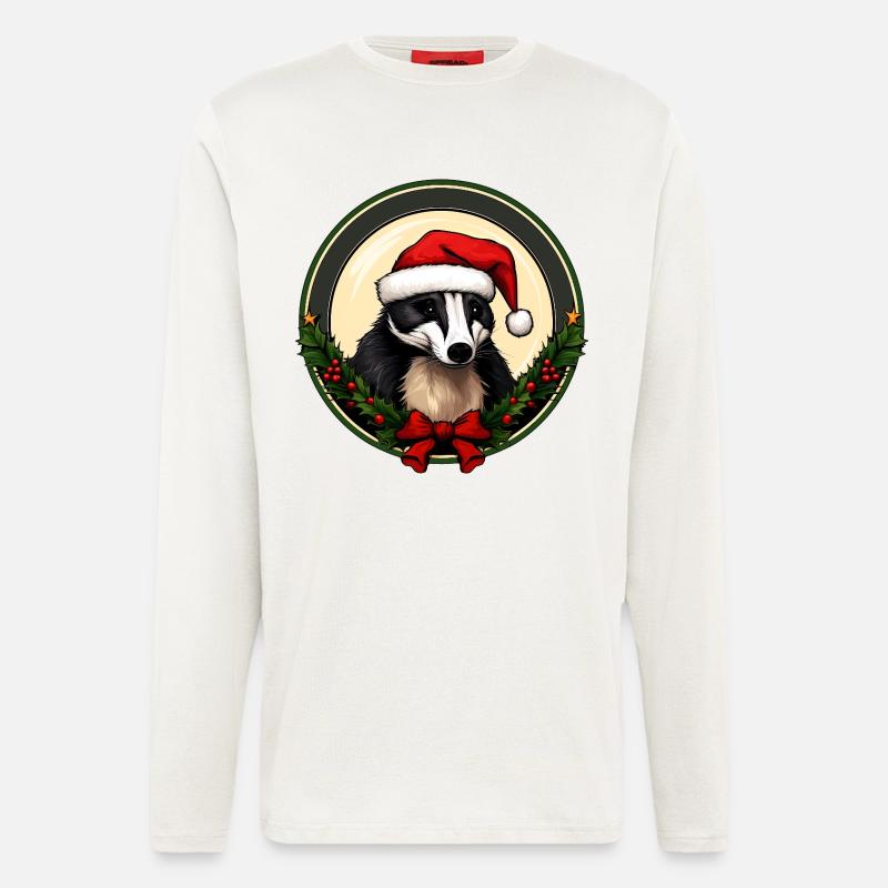 Dachse Weihnachten - Langarmshirt - made by SPREAD  - OFF WHITE