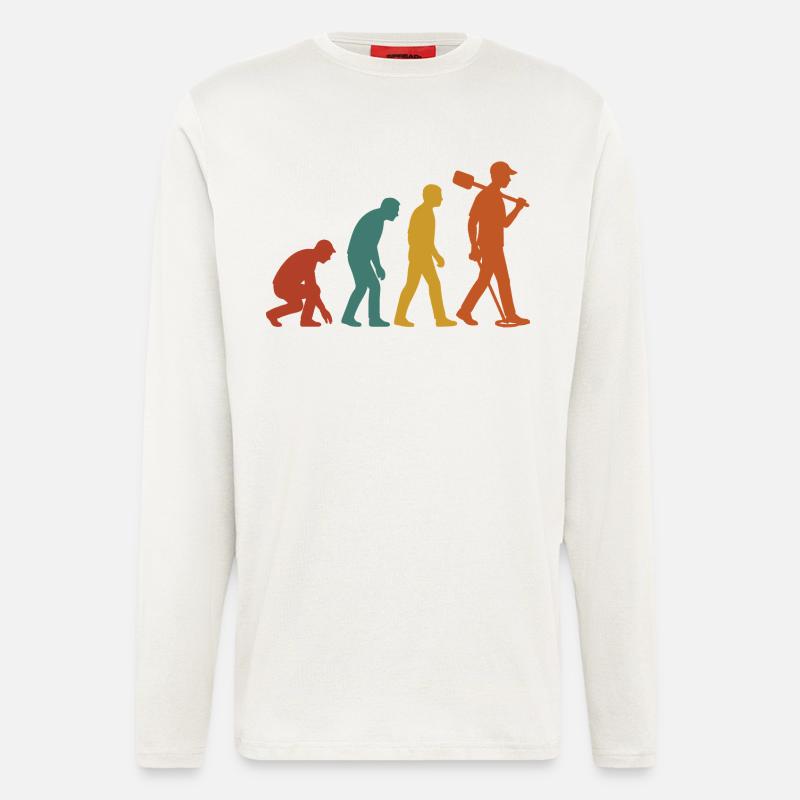 Evolution Of Metal Detecting Enthusiasts - Longsleeve - made by SPREAD  - OFF WHITE