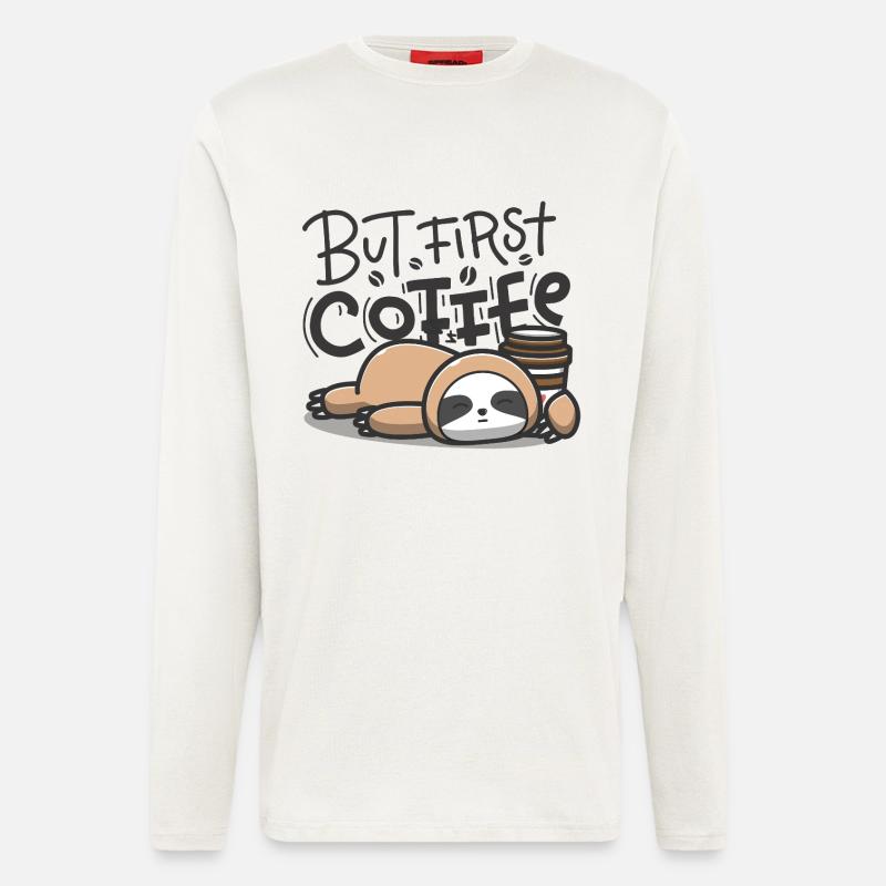 But First Coffee Sleeping Sloth - Longsleeve - made by SPREAD  - OFF WHITE