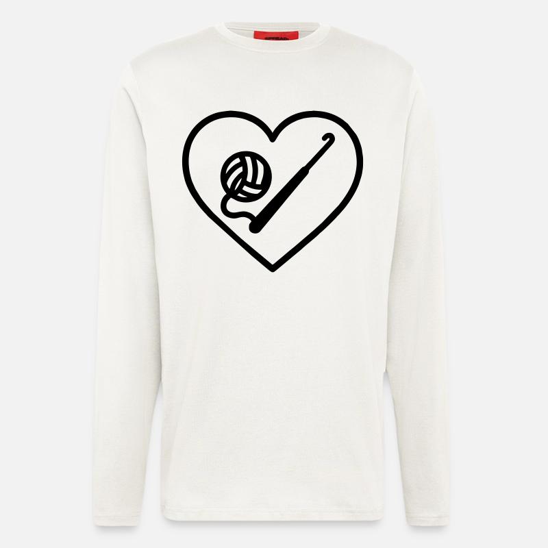 Häkelherz – Handgemachte Leidenschaft - Langarmshirt - made by SPREAD  - OFF WHITE