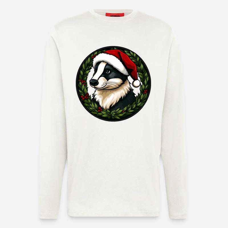 Weihnachten Dachse - Langarmshirt - made by SPREAD  - OFF WHITE